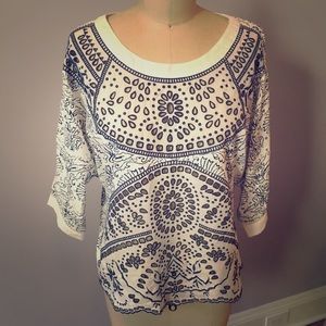 Maeve Anthropologie Printed/Eyelet Top-NWT!